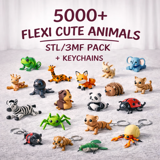 5000+ FLEXI Articulated Models, STL 3MF Bundle, Image Catalogue, 3D Print Files