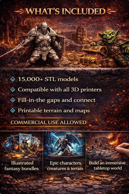 300,000+ D&D Miniatures STL Bundle, Tabletop RPG Models with Terrain Pack, 3D Print Files for Dungeons and Dragons