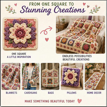 1000+ Crochet Granny Square Patterns | Flower Motifs, Blankets & Afghans PDF