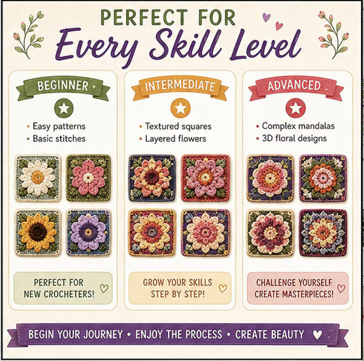 1000+ Crochet Granny Square Patterns | Flower Motifs, Blankets & Afghans PDF