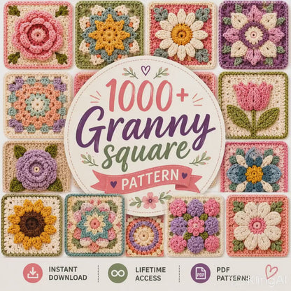 1000+ Crochet Granny Square Patterns | Flower Motifs, Blankets & Afghans PDF